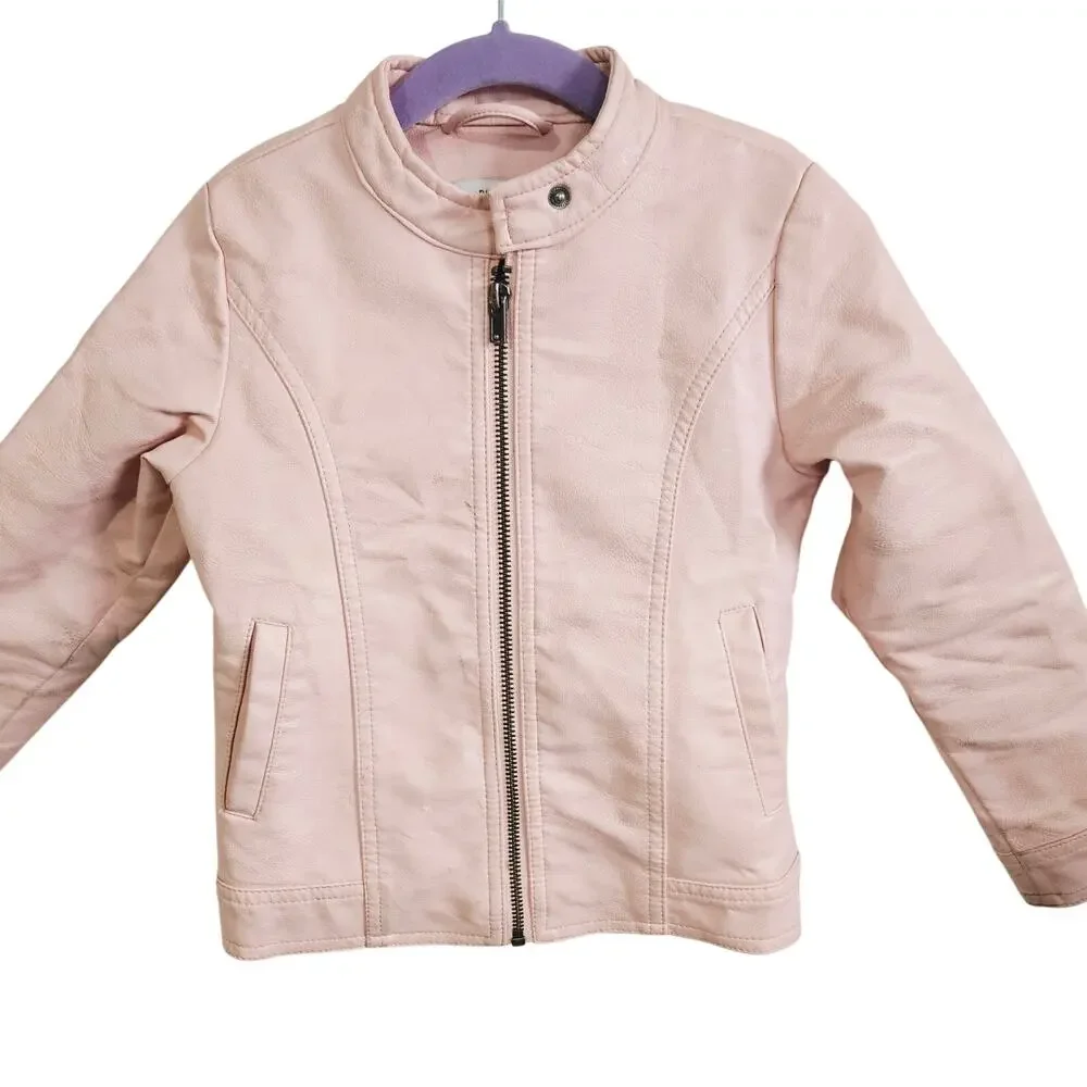 Name It Kids Size 6Y Leather Jacket Pastel Pink Bikercore Motocore Alternative